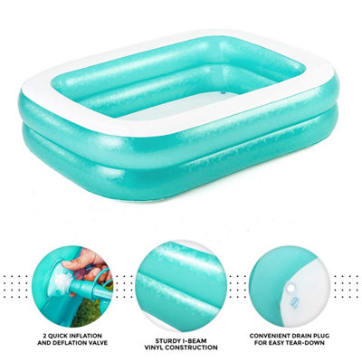 Large Rectangular Inflatable Family Paddling Pool - 79x59x20in Garden Pool