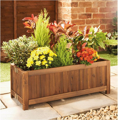 Large Rectangular Planter Free Standing Oblong Plant Troughs Outdoor Display Flower Container Burntwood Design