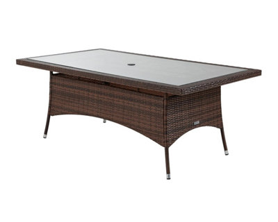 Large Rectangular Rattan Dining Table in Chocolate with Free Outdoor Cover