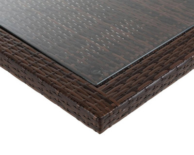 Large Rectangular Rattan Dining Table in Chocolate with Free Outdoor Cover