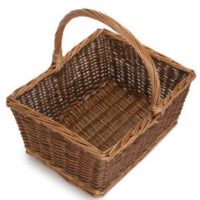 Large Rectangular Unpeeled Willow Shopping Basket