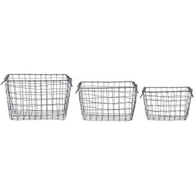 Large Rectangular Wire Baskets (Set Of 3)