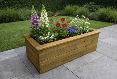 Large Rectangular Wooden Garden Planter Box Handmade Timber Trough for ...