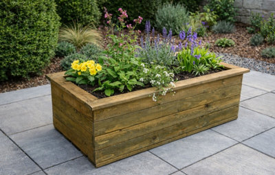 Large Rectangular Wooden Garden Planter Box Handmade Timber Trough for ...