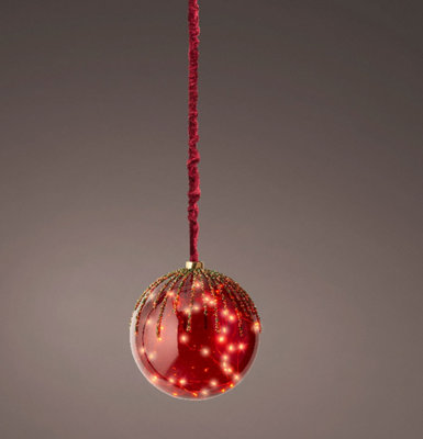 Large Red LED Christmas Globe Rope Light 40 Micro LEDs in 20cm Red Tinted Ball Price Comparisons | Compare The Build