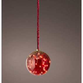 Large Red LED Christmas Globe Rope Light 40 Micro LEDs in 20cm Red Tinted Ball