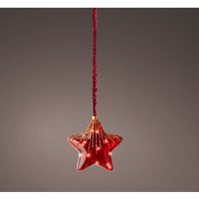 Large Red LED Christmas Star Rope Light 15 Micro LEDs In 20cm Red Tinted Star
