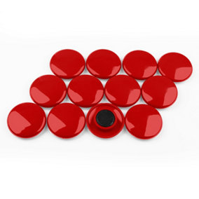 Large Red Planning Office Magnets for Fridge, Whiteboard, Noticeboard, Filing Cabinet - 40mm dia x 8mm high - Pack of 12