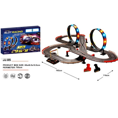 Large Remote Control Light Up Slot Car Racing Track Set Childrens Toy ...