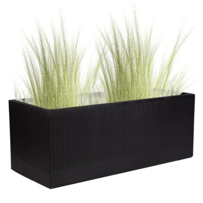 Large Rib Black Ribbed Finish Fibre Clay Indoor Outdoor Garden Plant ...