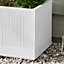 Large Ribbed White Finish Fibre Clay Indoor Outdoor Garden Plant Pots Houseplant Flower Planter