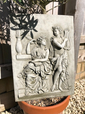 Large Roman Ladies Hanging Stone Plaque Outdoor Garden Ornament Greek Sculpture