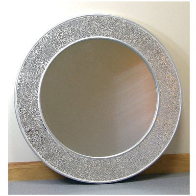 Large Round Silver Designer Mirror