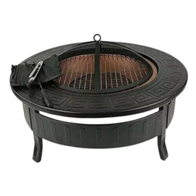 Large Round Fire Pit Garden Log Burner Metal drink cooler BBQ - 3