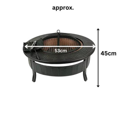Large Round Fire Pit Garden Log Burner Metal drink cooler BBQ - 4