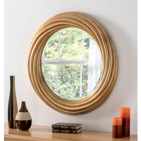 Large round  Gold contemporary mirror 84cm
