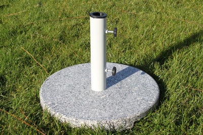 Large Round Granite Garden Parasol Umbrella Base 20KGS - With Powder Coated Steel Tube