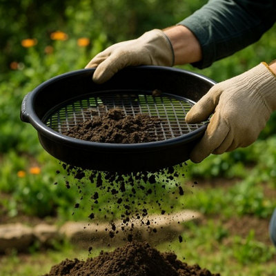 Large Round Plastics Garden Sieve Black Riddle 11mm Soil Sifter ...