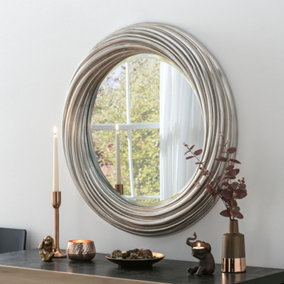 Large round Silver mirror 84cm