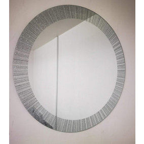 Large Round Wall Mounted Mirror Frameless Sunburst Glitter