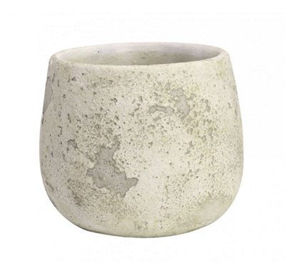 Large Rustic Cement Plant Pot. Aged Style. (H14.5 cm) No drainage Holes.