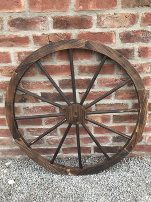 Large Rustic Garden Wooden Decorative Wagon Cart Wheel Ornament