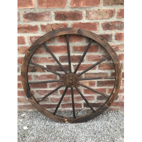 Large Rustic Garden Wooden Decorative Wagon Cart Wheel Ornament