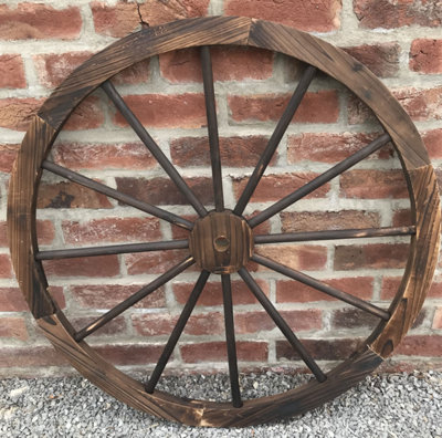 Large Rustic Garden Wooden Decorative Wagon Cart Wheel Ornament