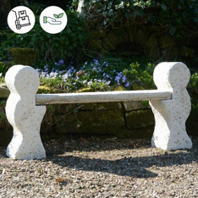 Large Rustic Stone Garden Bench