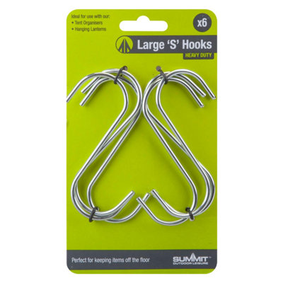 Large S Hook Strong And Durable For Camping 12cm x 5cm Silver X 1 Pack of 6