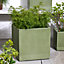 Large Sage Green Ribbed Finish Fibre Clay Indoor Outdoor Garden Plant Pots Houseplant Flower Planter
