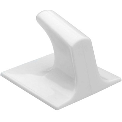 Large Self Adhesive Hook Strong Stick on Hook 50mm x 50mm White Plastic Hook - Pack of 2 for Blinds and more