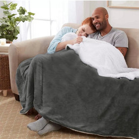 Large Sherpa Blanket Fleece Soft Warm Bed Sofa Throw Blanket Double King 500GSM