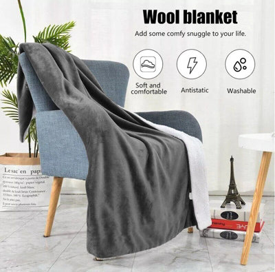 Large Sherpa Blanket Fleece Soft Warm Bed Sofa Throw Blanket