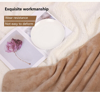 Large Sherpa Blanket Fleece Soft Warm Bed Sofa Throw Blanket Double King 500GSM