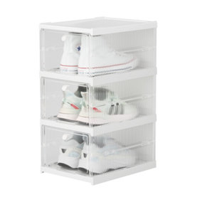 Large Shoe Storage Boxes Clear Plastic Drawer Stackable Organiser Foldable