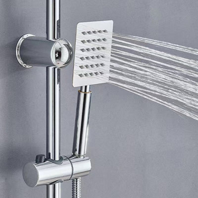 Large Shower Kit Twin Head Waterfall Chrome Adjust Riser Rail