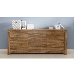 Large Sideboard Dresser Storage Cabinet Drawers 2m 200cm Medium Oak Effect Modern Gent