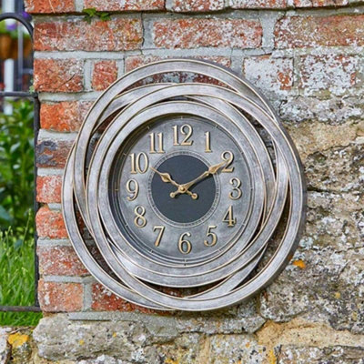 Large Silver Round Wall Hanging Clock