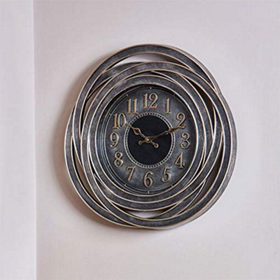 Large Silver Round Wall Hanging Clock - 4