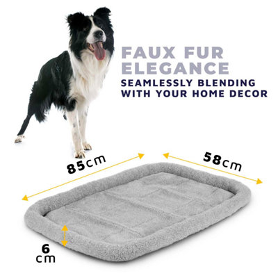 Large-Sized Comfort: Grey Faux Fur Dog Crate Bedding