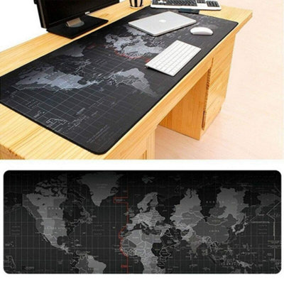 Large Sized Gaming Keyboard & Mouse Mat - Desk Pad in World Map Style - Multipurpose Soft & Comfortable Mousepad