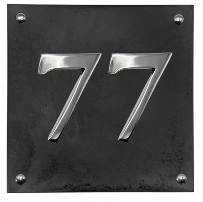 Large Slate House Number - Black Slate with raised Chrome Digits ...