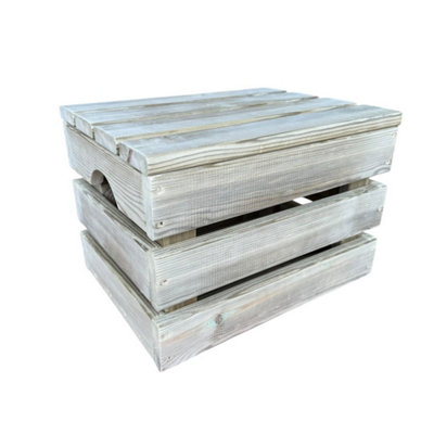 Large Slatted Wooden Storage Crate for Indoor or Outdoor Use - L60 x ...