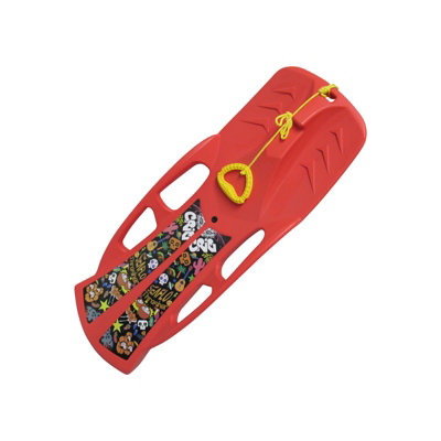 Large Snow Sledge Toboggan - Red (Kids Adult Plastic Sled Heavy Duty)