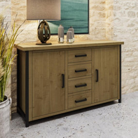 Large Solid Driftwood Pine Modern Sideboard