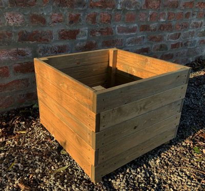 Large Square Wooden Garden Planter Plant Flower Trough Timber Box Pot Heavy Duty - 3