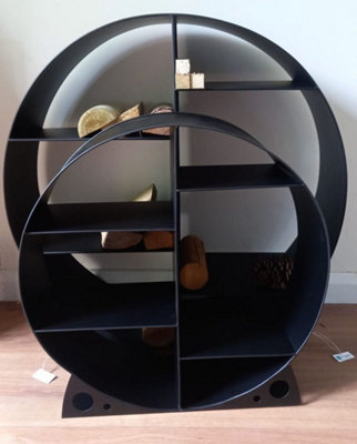 Large Steel Round Log Store & Shelves Metal Log Holder Log Storage in Black 80cm - 5