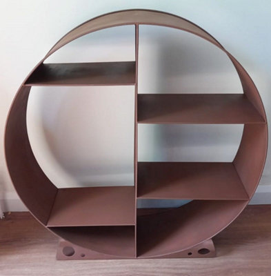 Large Steel Round Log Store & Shelves Metal Log Holder Log Storage in Rustic 80cm - 3