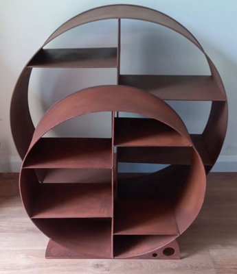Large Steel Round Log Store & Shelves Metal Log Holder Log Storage in Rustic 80cm - 5